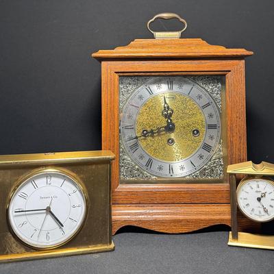 Vintage Brass & Mantel Clock Lot – Tiffany & Co., Linden Guild, Ridgeway M-7