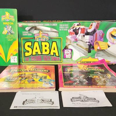 Vintage 1994 Bandai Mighty Morphin Power Rangers Saba the Talking Tiger Saber + Bonus Coloring Books