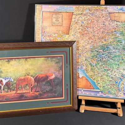 Vintage Texana & Classic Equestrian Scene - Framed Art Duo!