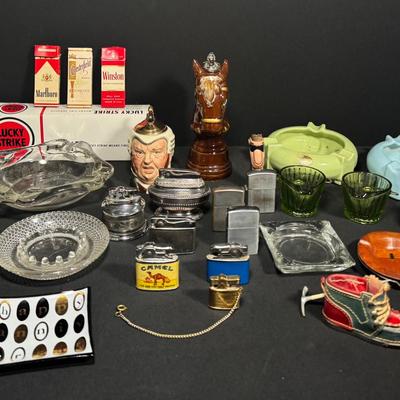 Vintage Smoking Collectibles Lot – Cigarettes, Lighters, Ashtrays & More!