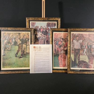 Collection of Golfing Legends: Four Framed Bill Brauer Lithographs/Prints