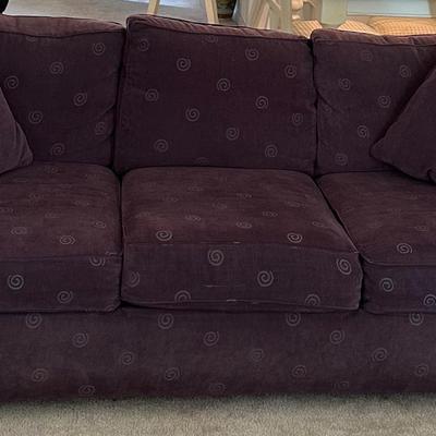 Bench Craft Upholstered Purple Couch W/Accent Pillows