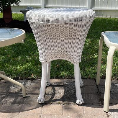 Wicker (1) & Glass Top (2) Outdoor Side Tables