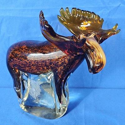 Fused Glass Moose Sculpture By Dynasty Gallery