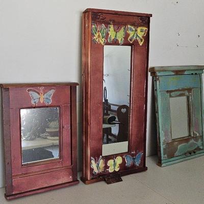 Rustic Hand-Painted Mirrors (3)