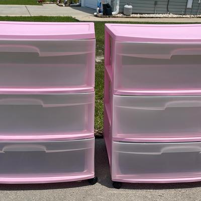 Sterilite 3-Drawer Plastic Storage Bins On Wheels (2)