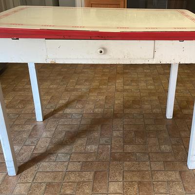 MCM Enamel Porcelain Top Draw Table