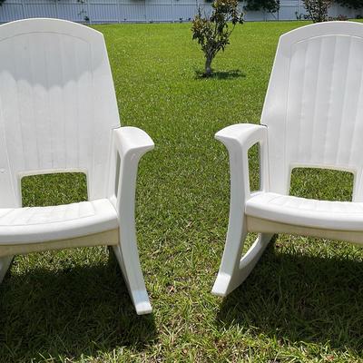 Plastic Outdoor Heavy Duty Rocking Chairs (2)