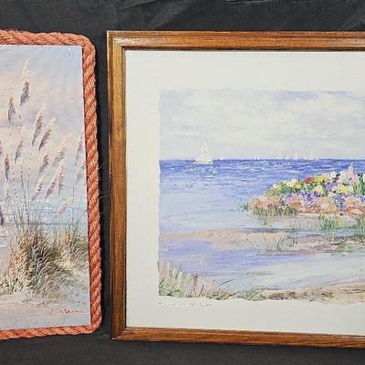 Coastal Theme Framed Oil Painting (1) + Art Print (1)