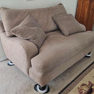 Upholstered Tan Loveseat