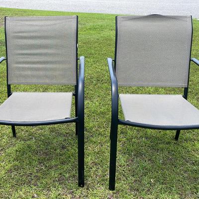 All Weather Black Aluminum  Stackable  Patio Chairs (2)