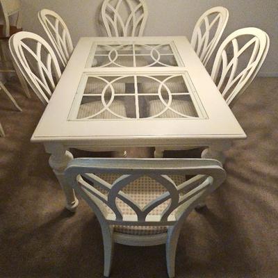 Dining Table (1) + Upholstered Chairs (6) By Stanley Furniture 