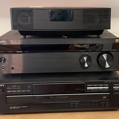 Sony 5 Disc Stereo System (1), Sony Stereo Receiver(1) + Bose Radio (1) All Connected