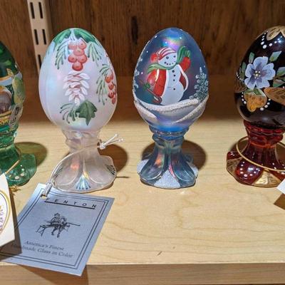 Lot #3 Hand Painted Fenton Eggs 
