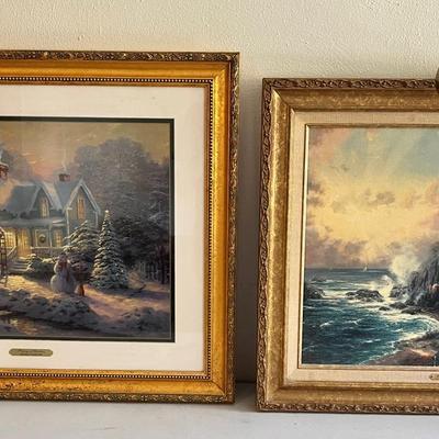 Thomas Kinkade “Blessings of Christmas" & "The Light of Peace" Paintings