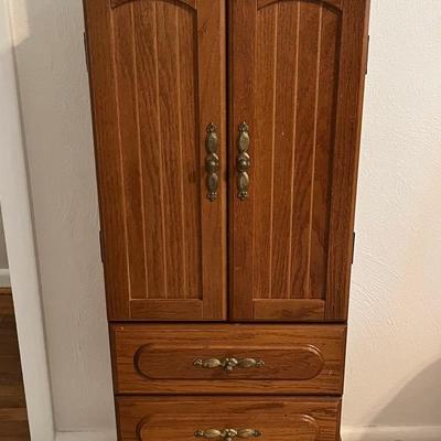  Wooden Jewelry Armoire & Small Jewelry Box with Perfume Bottle