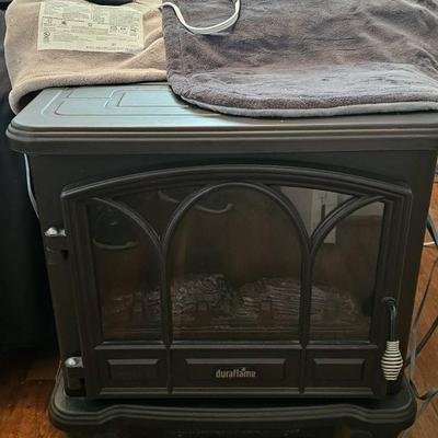 Duraflame Portable Fireplace & 2 Sunbeam Heated Blankets