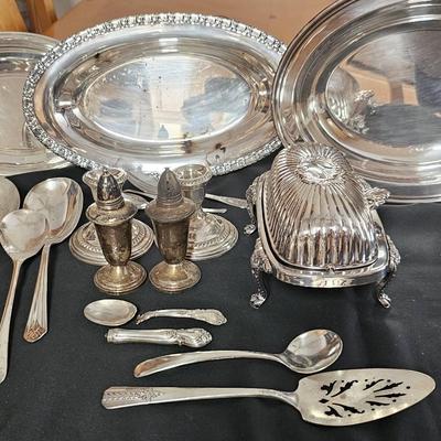 Sterling Silver S&P Shakers, Candlesticks, Silver-plated Trays And Morr 