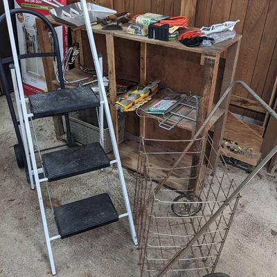 Random Tool Lot Includes Step Ladder And Carts