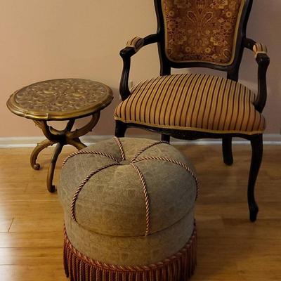 Chair, Table & Tufted Ottoman (1127) 