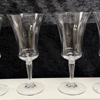 Set Of 4 Ralph Lauren Crystal, Garland pattern, 2004, Iced Tea Glass, clear, optic, flared bowl