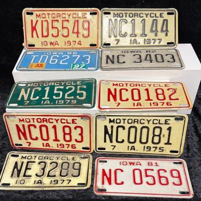 10 Vintage Iowa motorcycle license plates