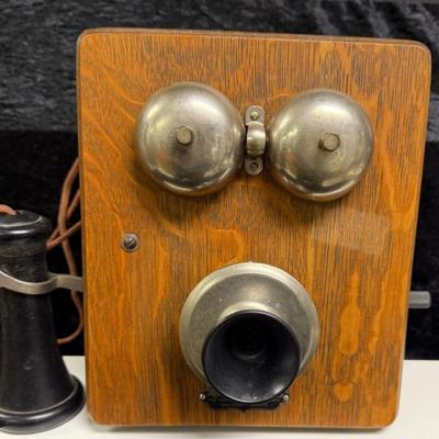 Antique  Hand -Cranked Wall Telephone