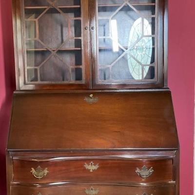 Mahogany Serpentine, Front Ball And Claw, Broken Pediment Secretary