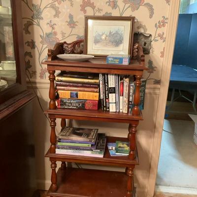 Small Wood Shelf with Books and Decor