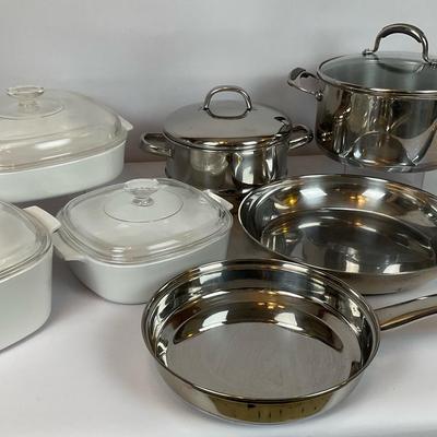 Corning Ware Casseroles and Stainless Steel Cookware 