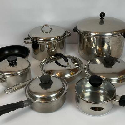 Mixed Stainless Cookware Collection with Steamer Inserts