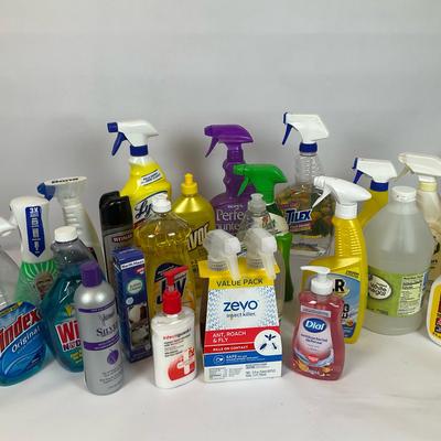 Assortment of Household Cleaning Products and Sprays