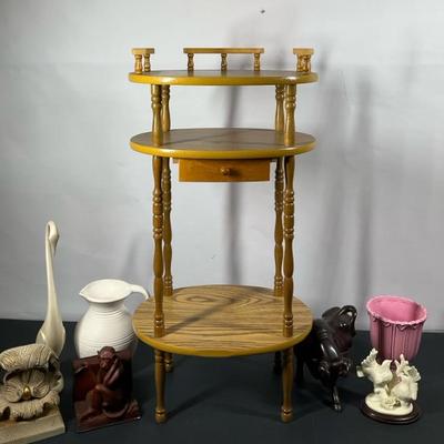 Round Three-Tier Accent Table with Figurines