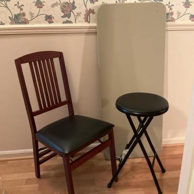 Folding Chair, Stool and Folding Card Table 