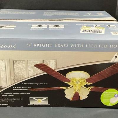 Impressions 52” Bright Brass Ceiling Fan with Light Kit