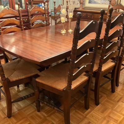 Dining Table with Eight Ladderback Chairs