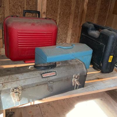 Multiple Tool Boxes With And Without Tools And Band Saw 