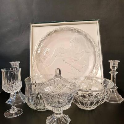Crystal and Glass Decor with Mikasa Madonna & Child Plate