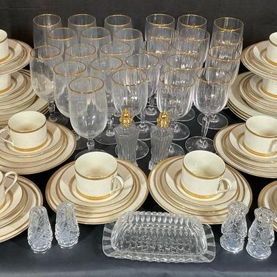 Mikasa Fine China Antique Lace Pattern, 12 Place Settings & Stemware