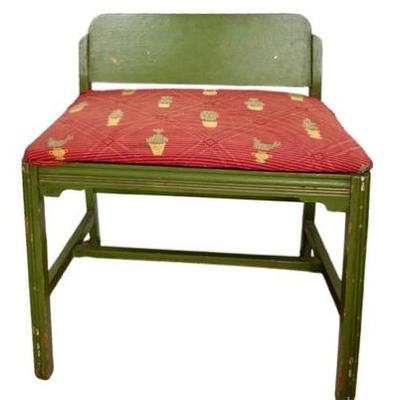 Small Antique Bench - Solid Wood - Removable Seat - Charming!