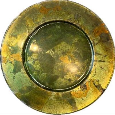 Decorative Glass 12" Iridescent Design Serving Plate Charger