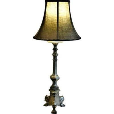 Pewter Lamp With Black Shade