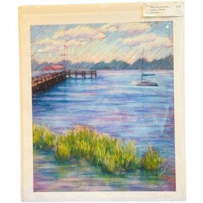 Giclee Based On Original Pastel By Darien Artist Britt Baer - Entitled Pier At Noroton Bay