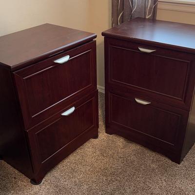 2 Matching Wood File Cabinets 23.5 W  X 16 D X 30 H Located Upstairs