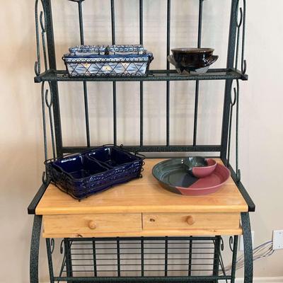 Bakers Rack With Stoneware 75” High X 31” Wide X 19” Deep