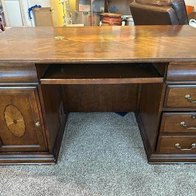 Wood Desk, 62” Wide X 36” Deep X 30” High, Is Located Upstairs