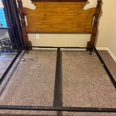 Full Size Bed Frame with Nightstand and Lamp