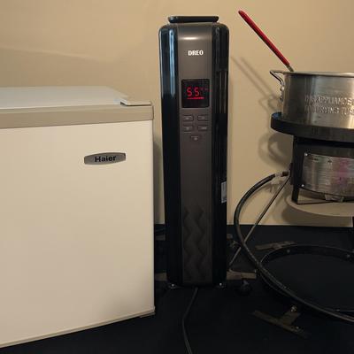 Haier Dorm Fridge, Dreo Stand Up Heater, Both Power On, Bass Pro Propane Deep Fat Fryer