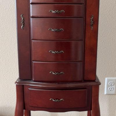 Jewelry Armoire And Mystery Lot Of Costume Jewelry