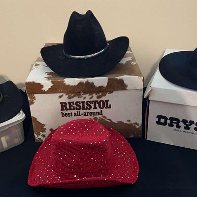 Resistol, Cripple Creek, and 3 Additional Cowboy Hats